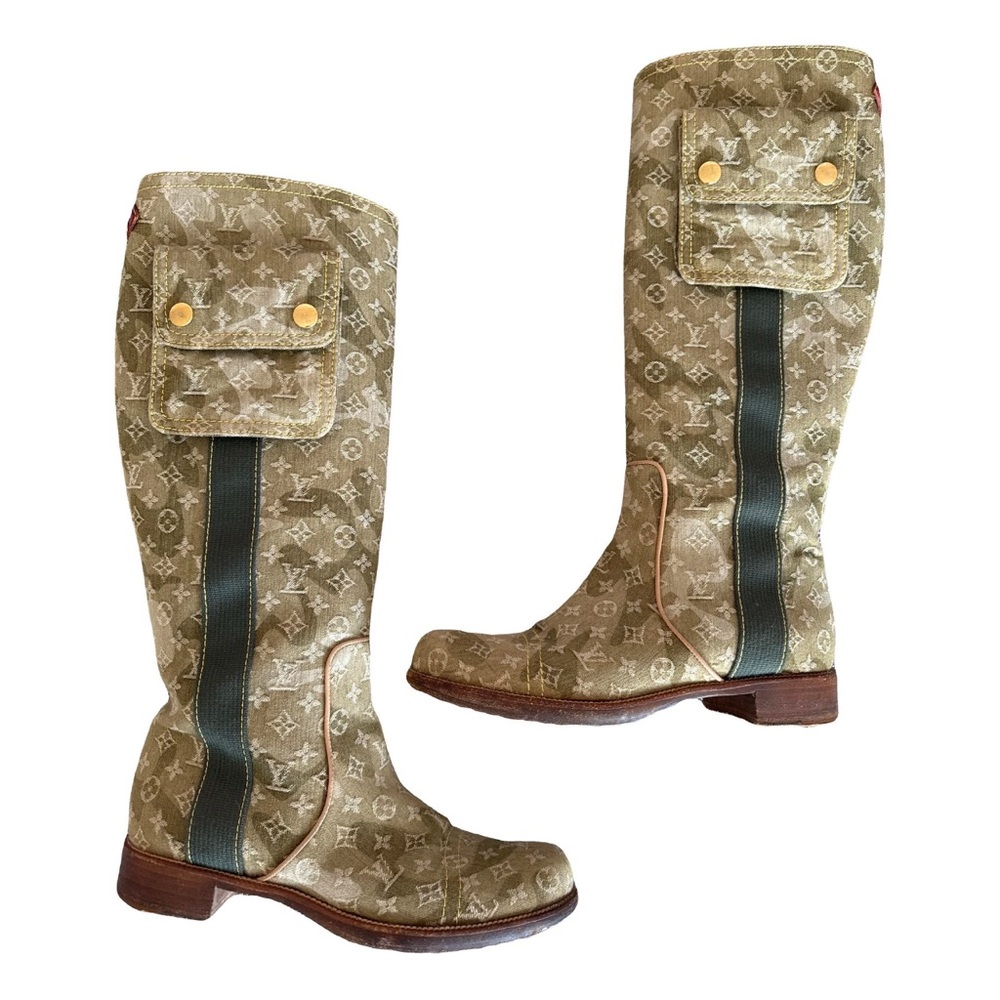 Louis Vuitton Olive Monogram Heeled Boots